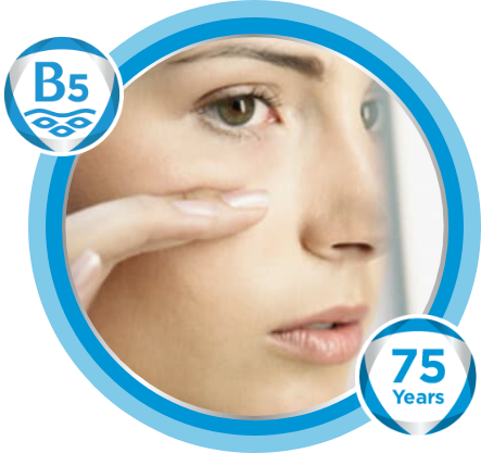 a women touching her eyelid