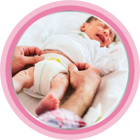 baby crying while changing his diaper
